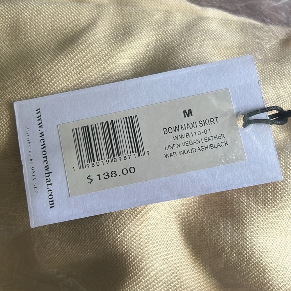 WeWoreWhat Bow Maxi Skirt Linen and Vegan Leather Longline Size Medium M NWT - Picture 7 of 10
